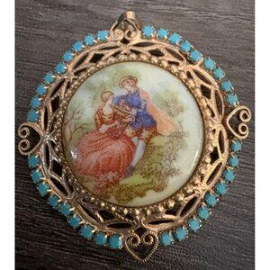 Vintage Signed Fragonard Porcelain Brooch